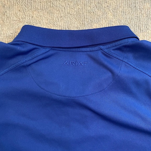 Ariat Polo Shirt Mens 2XL Blue AriatTEK Heat Series Performance Golf Stretch - Picture 9 of 11